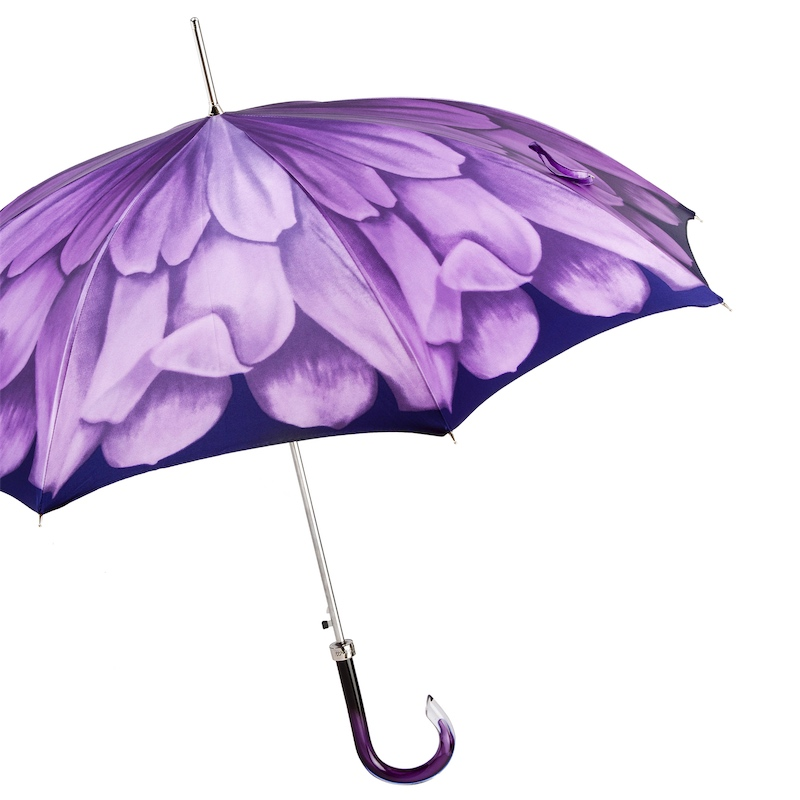 Luxury Purple Dahlia Automatic Umbrella – Handmade in Italy