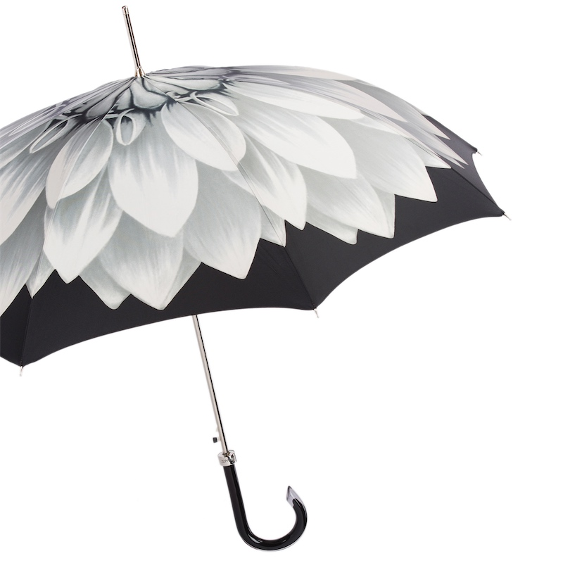 Silver Sunflower Umbrella – Automatic Opening, Handmade in Italy