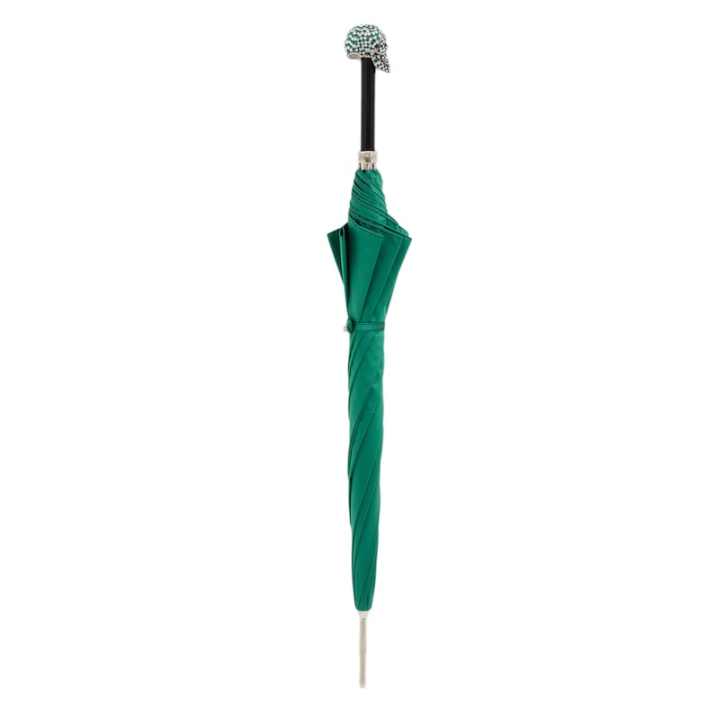 Green Swarovski Skull Handle Umbrella – Automatic Opening