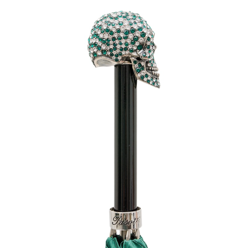 Green Swarovski Skull Handle Umbrella – Automatic Opening
