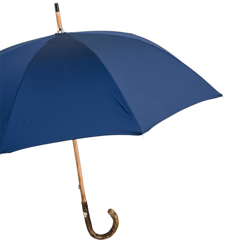 Navy Umbrella with Gorse Wood Handle – Handmade Luxury Umbrella