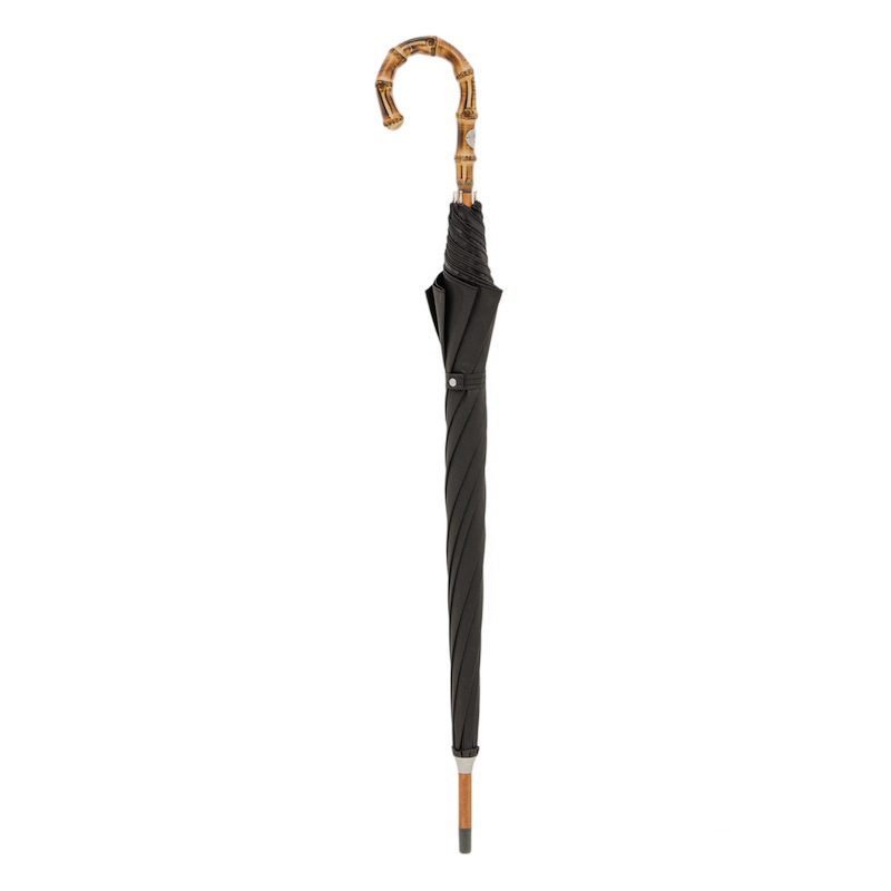 Black Gentleman’s Umbrella with Bamboo Handle – Handmade in Italy