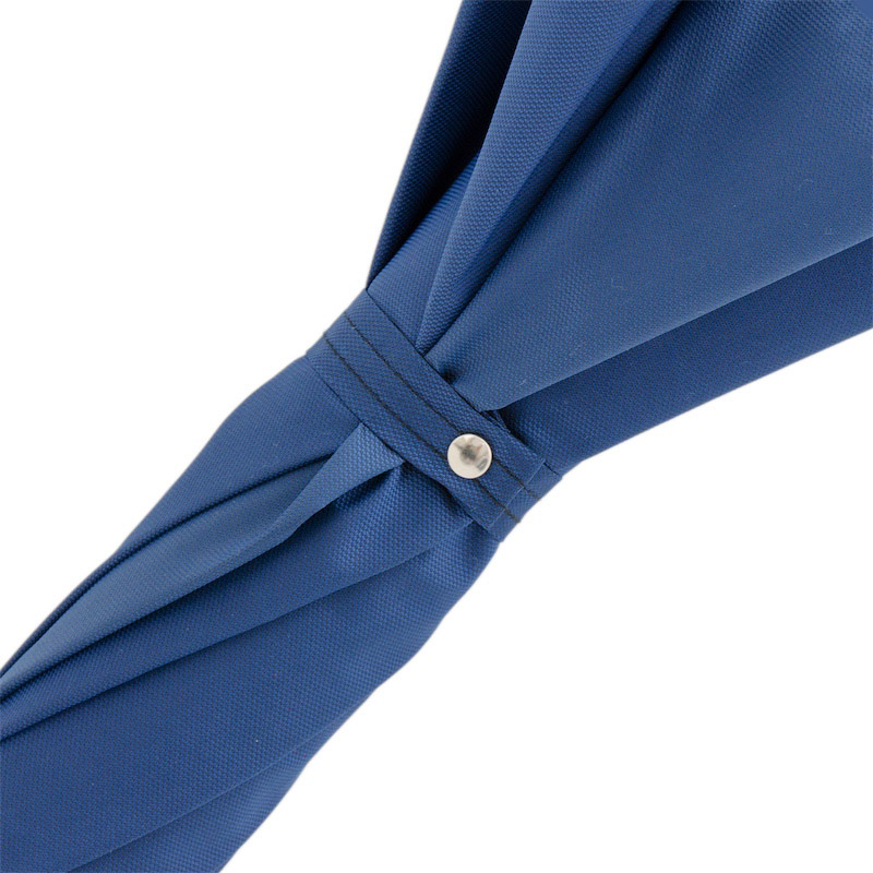 Chestnut Wooden Handle Solid Stick Blue Umbrella – Handmade in Italy