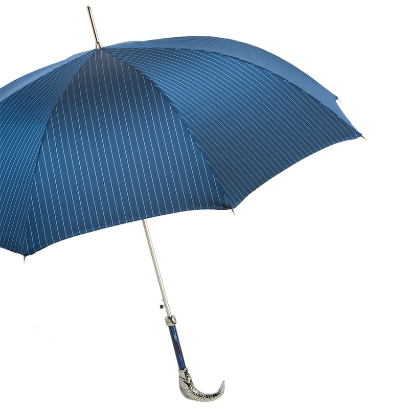 Fish Handle Blue Canopy Umbrella – Handmade Italian Elegance