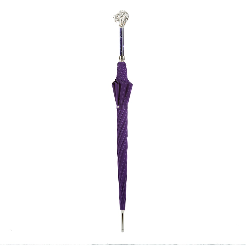 Purple Umbrella with Silver Lion Handle – Handmade Luxury from Italy