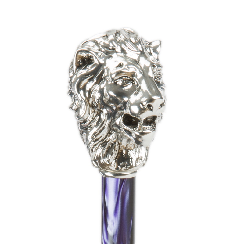 Purple Umbrella with Silver Lion Handle – Handmade Luxury from Italy