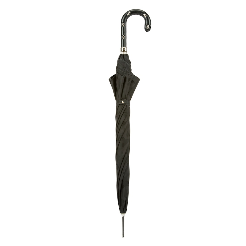Black Camouflage Umbrella with Leather Handle and Skull Accents