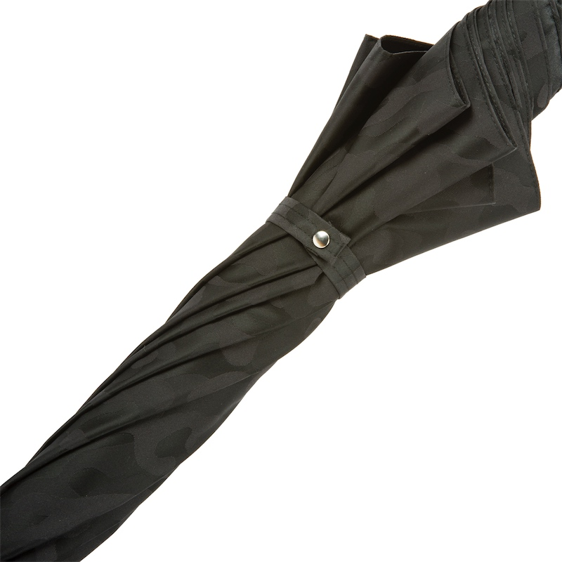 Black Camouflage Umbrella with Leather Handle and Skull Accents