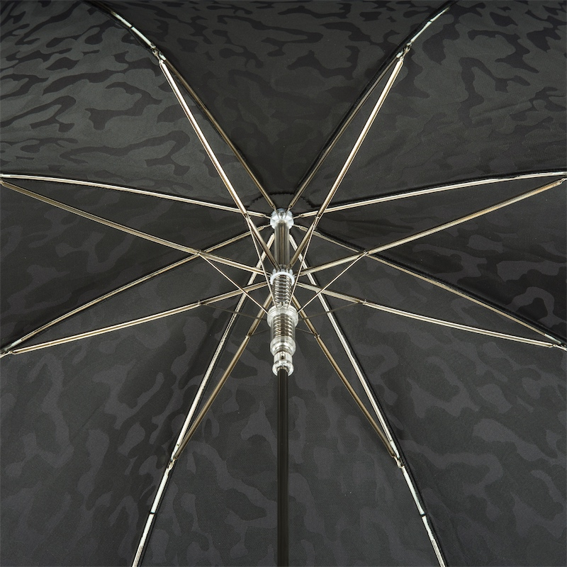 Black Camouflage Umbrella with Leather Handle and Skull Accents