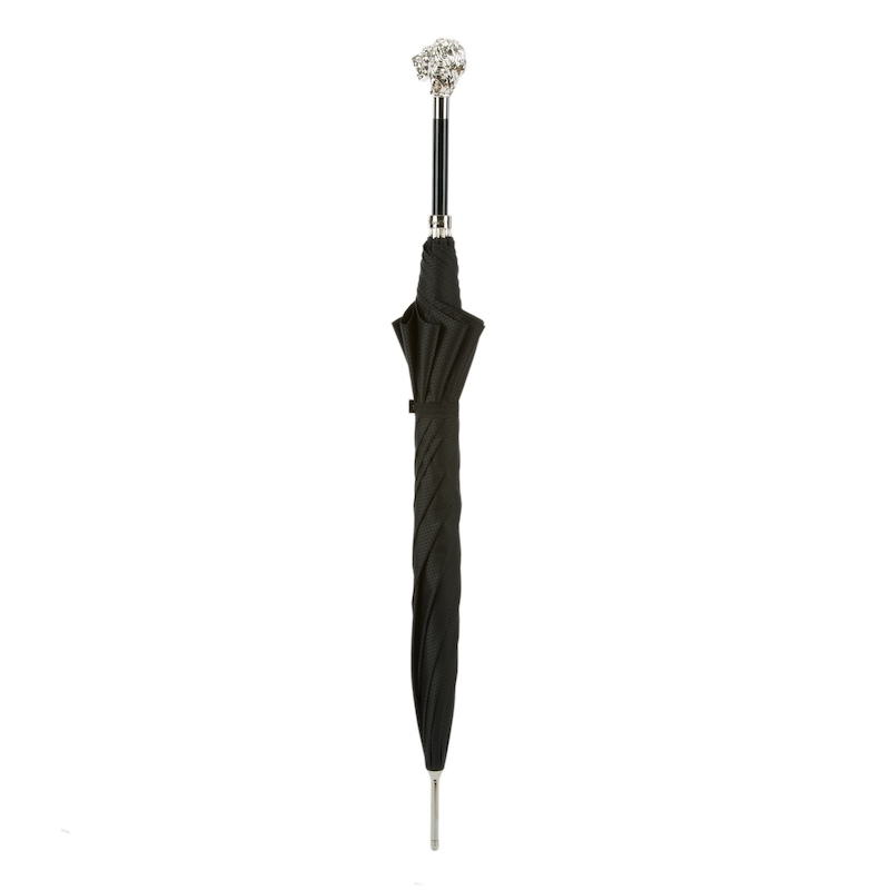 Silver Lion Umbrella with Silver-Plated Handle – Handmade in Italy