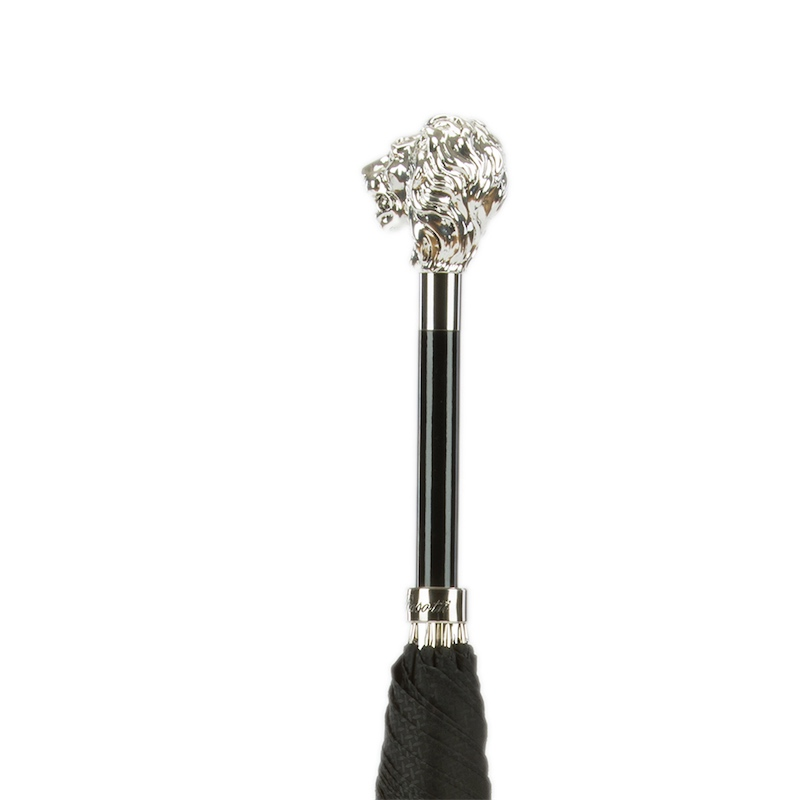 Silver Lion Umbrella with Silver-Plated Handle – Handmade in Italy