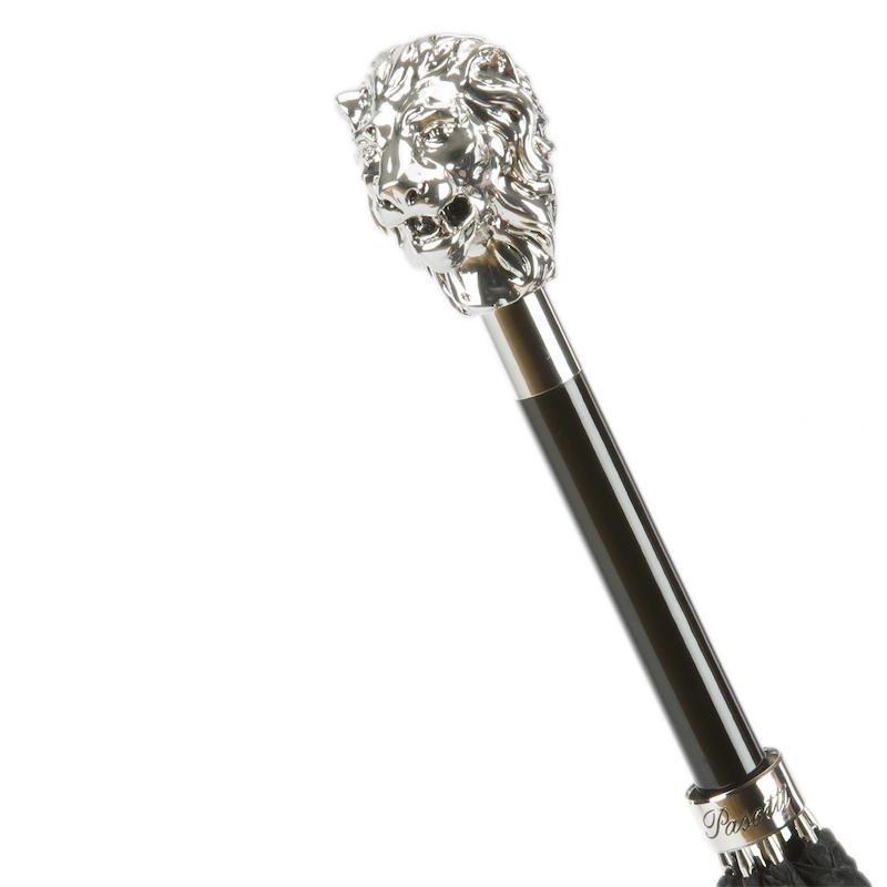 Silver Lion Umbrella with Silver-Plated Handle – Handmade in Italy
