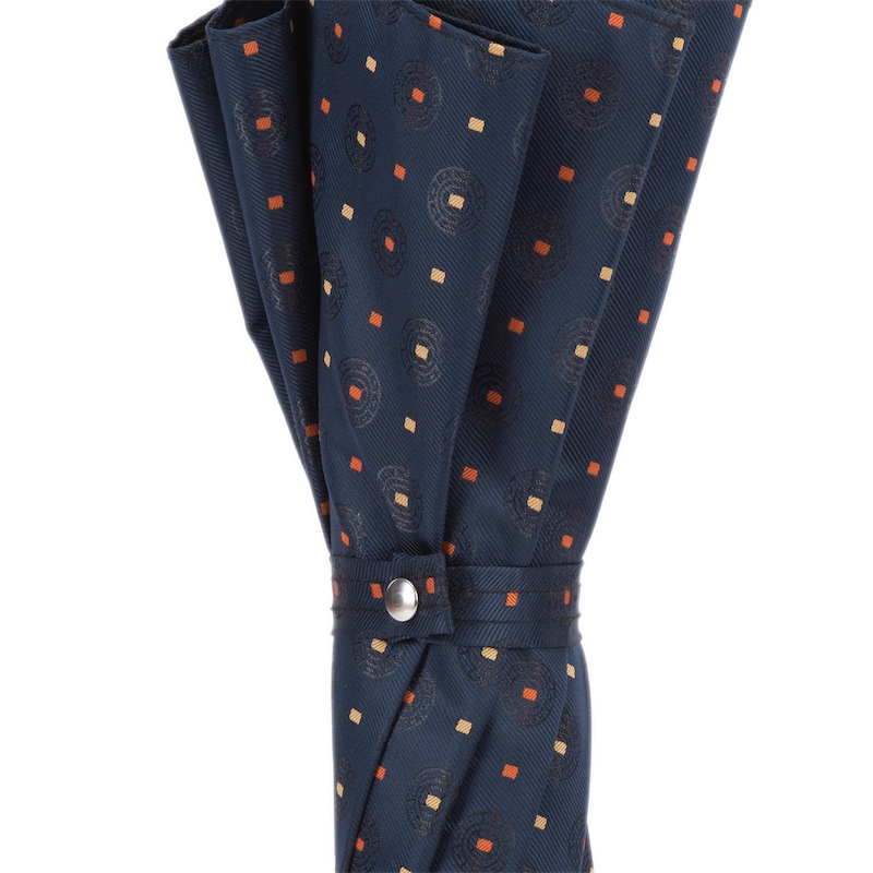Designer Automatic Tie Print Umbrella with Orange Leather Handle