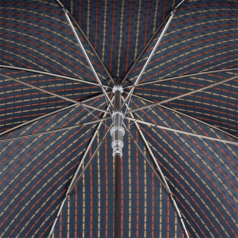 Designer Automatic Tie Print Umbrella with Orange Leather Handle