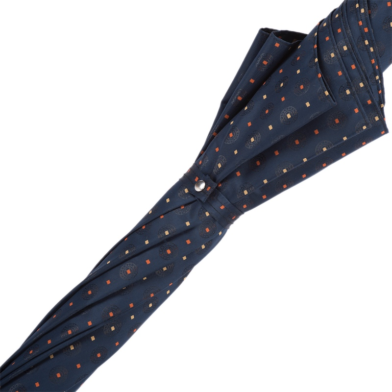 Designer Automatic Tie Print Umbrella with Orange Leather Handle