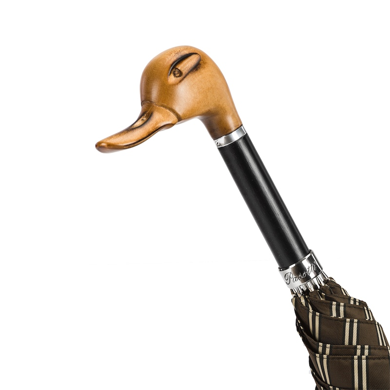 Hand Carved Duck Umbrella with Wooden Handle – Handmade in Italy