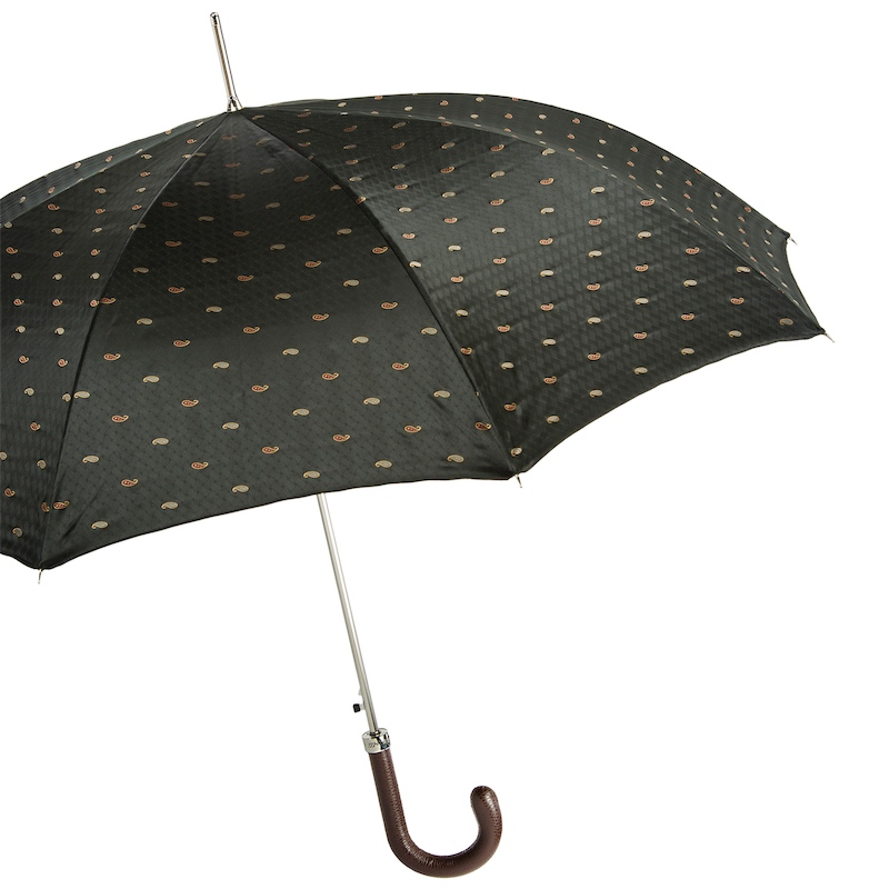 Artisanal Italian Umbrella with Leather Handle – Handmade Luxury