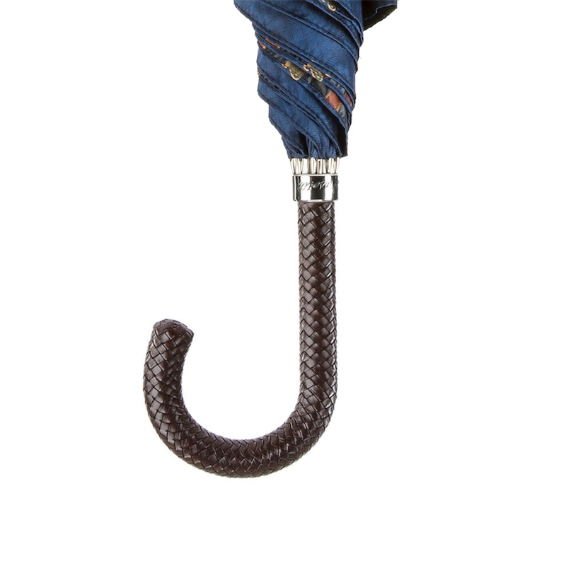 Classic Umbrella with Braided Leather Handle – Handmade in Italy
