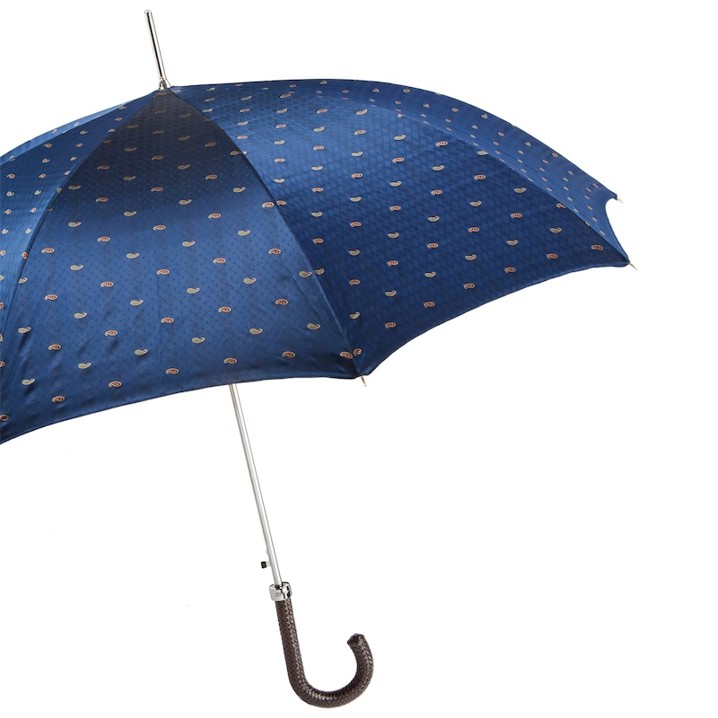 Classic Umbrella with Braided Leather Handle – Handmade in Italy