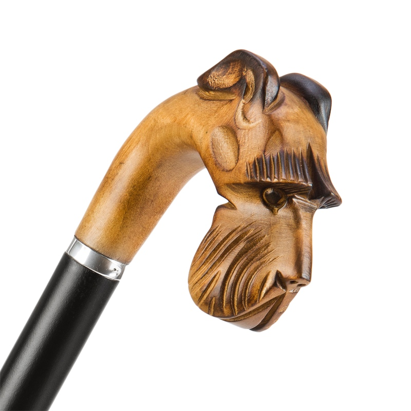 Hand Carved Schnauzer Umbrella – Italian Wooden Handle Luxury