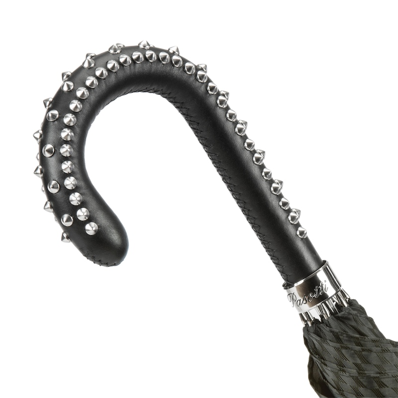 Black Umbrella with Studs Handle – Handmade in Italy