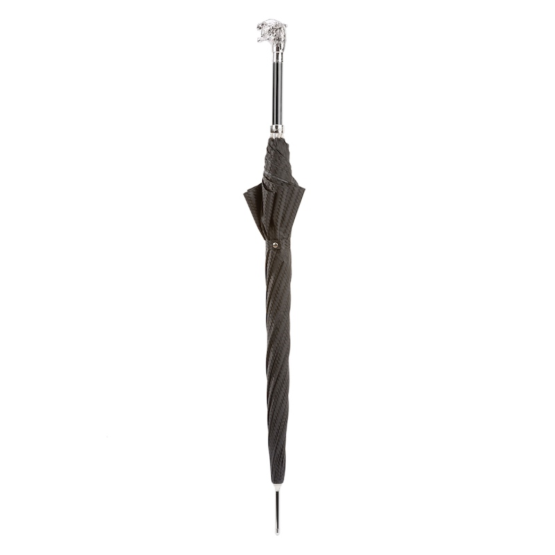 Silver Tiger Umbrella with Metal Handle – Handmade in Italy