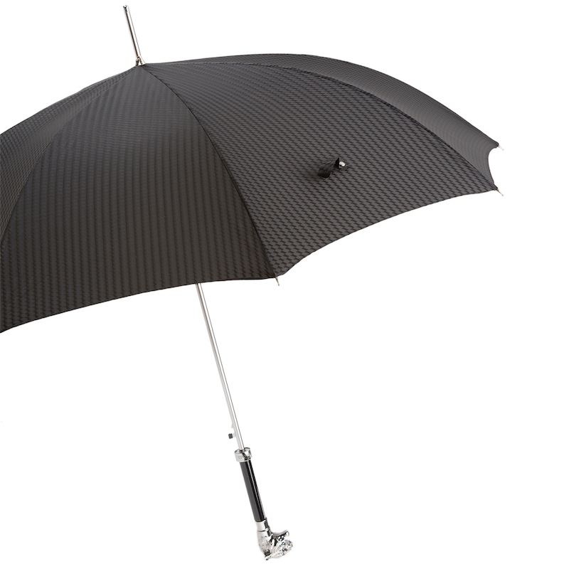 Silver Tiger Umbrella with Metal Handle – Handmade in Italy