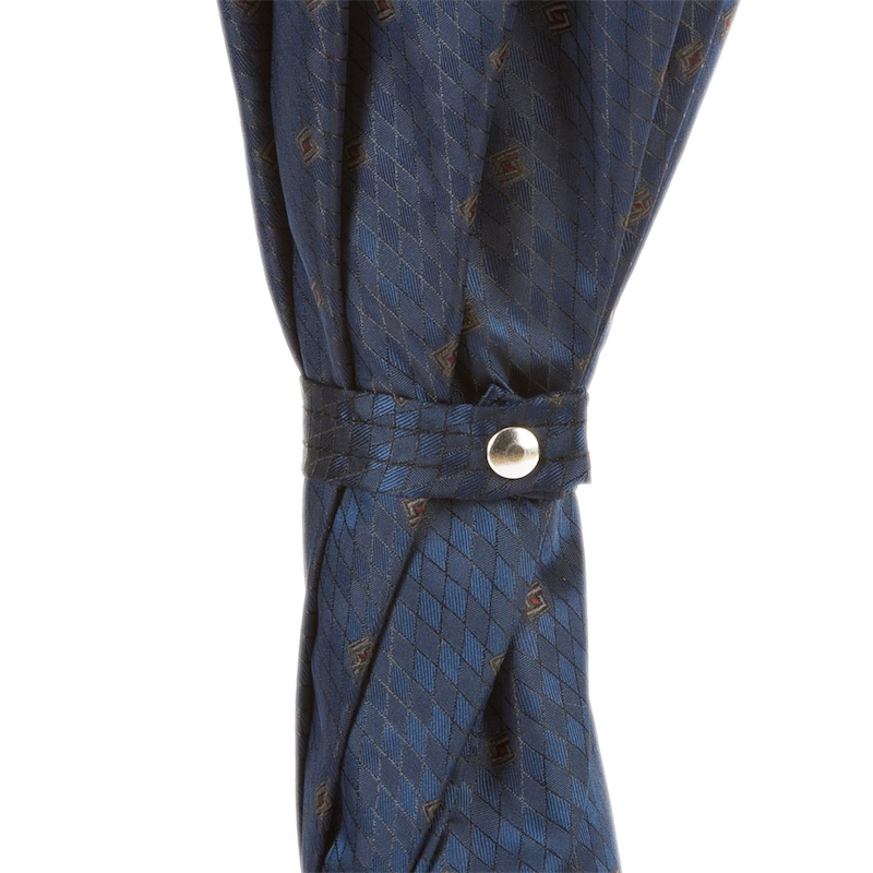 Gents Manual Umbrella with Navy Leather Handle, Handmade in Italy