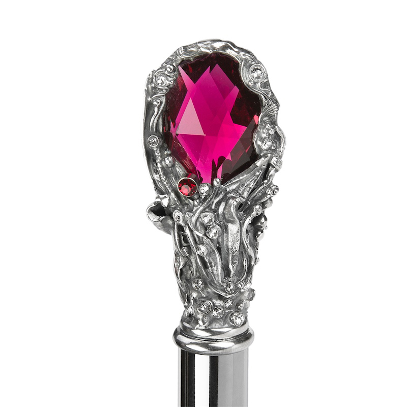 Black Men’s Umbrella with Luxury Red Gem Handle – Italian Design