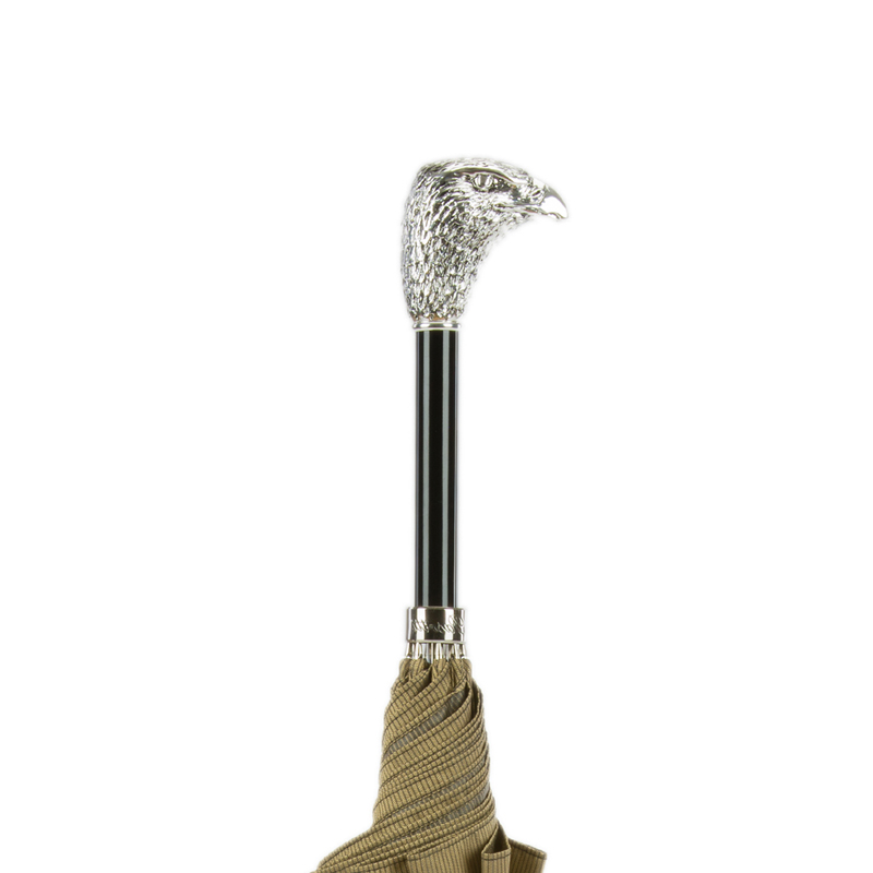 Silver Eagle Umbrella with Silver Plated Resin Handle – Handmade in Italy
