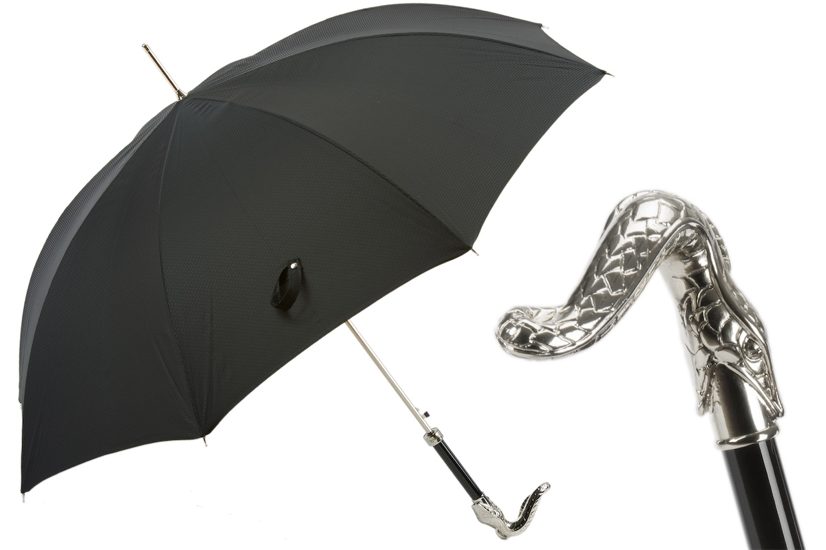 Black Umbrella with Snake Handle – Handmade Italian Luxury