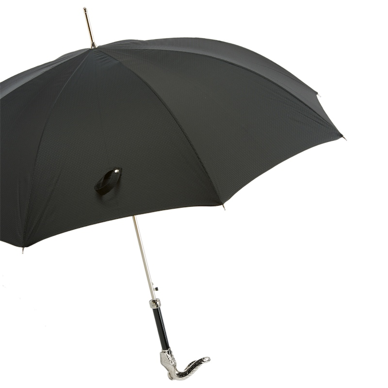 Black Umbrella with Snake Handle – Handmade Italian Luxury