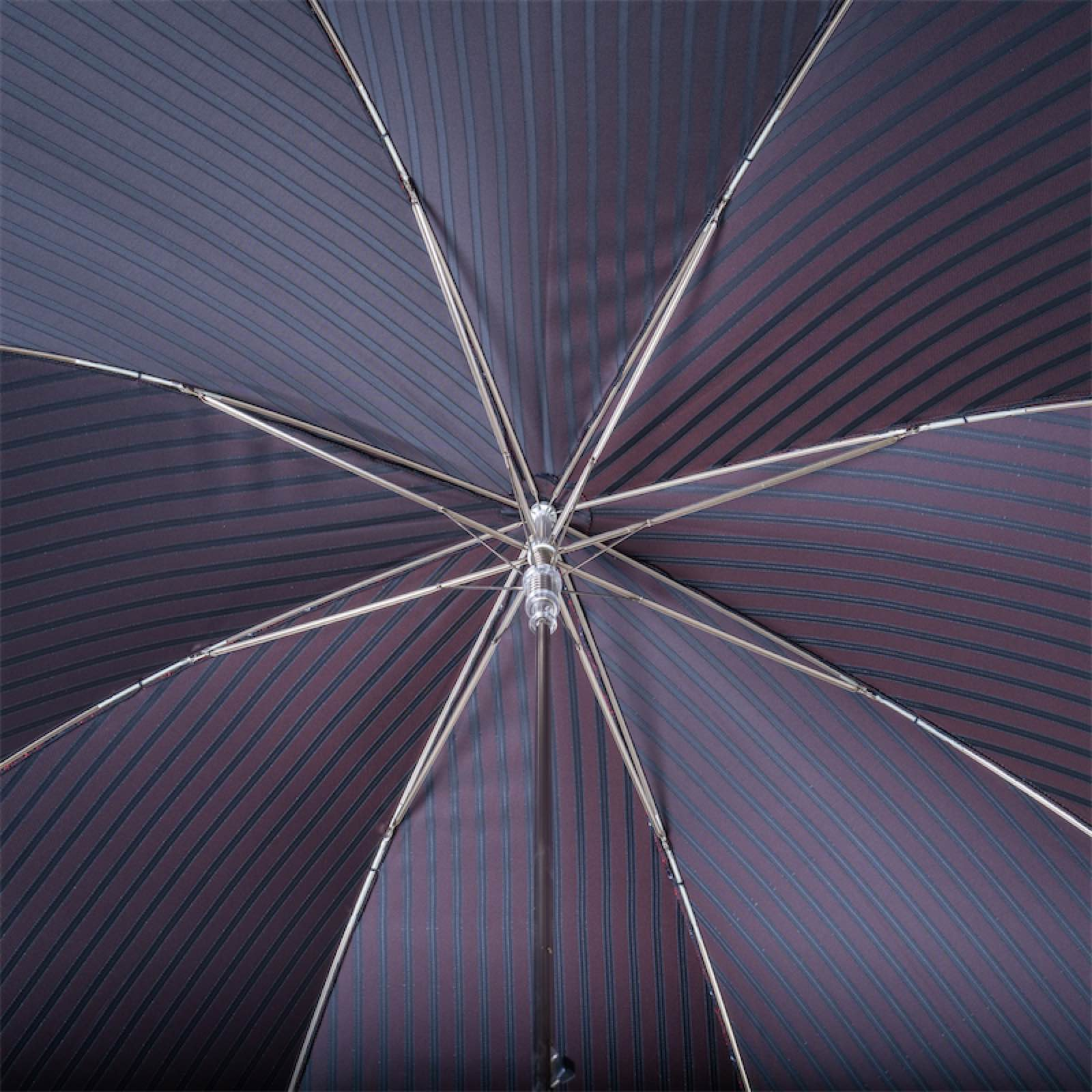 Gentleman Striped Umbrella with Leather Handle – Handmade in Italy