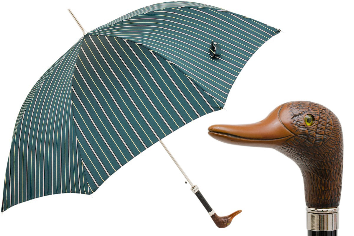 Striped Umbrella with Duck Handle – Handmade Italian Luxury