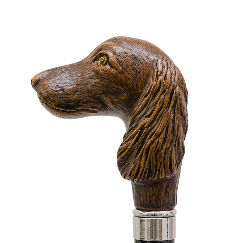 Striped Umbrella with Dog Handle, Automatic, Handmade in Italy