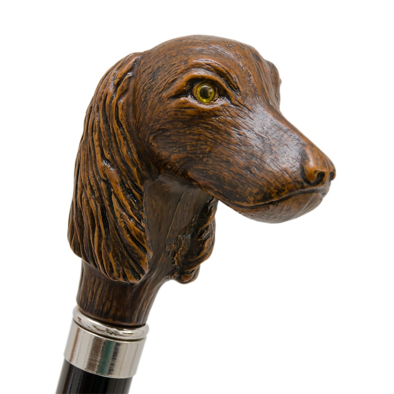 Striped Umbrella with Dog Handle, Automatic, Handmade in Italy
