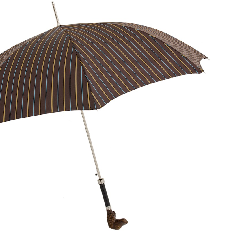 Striped Umbrella with Dog Handle, Automatic, Handmade in Italy