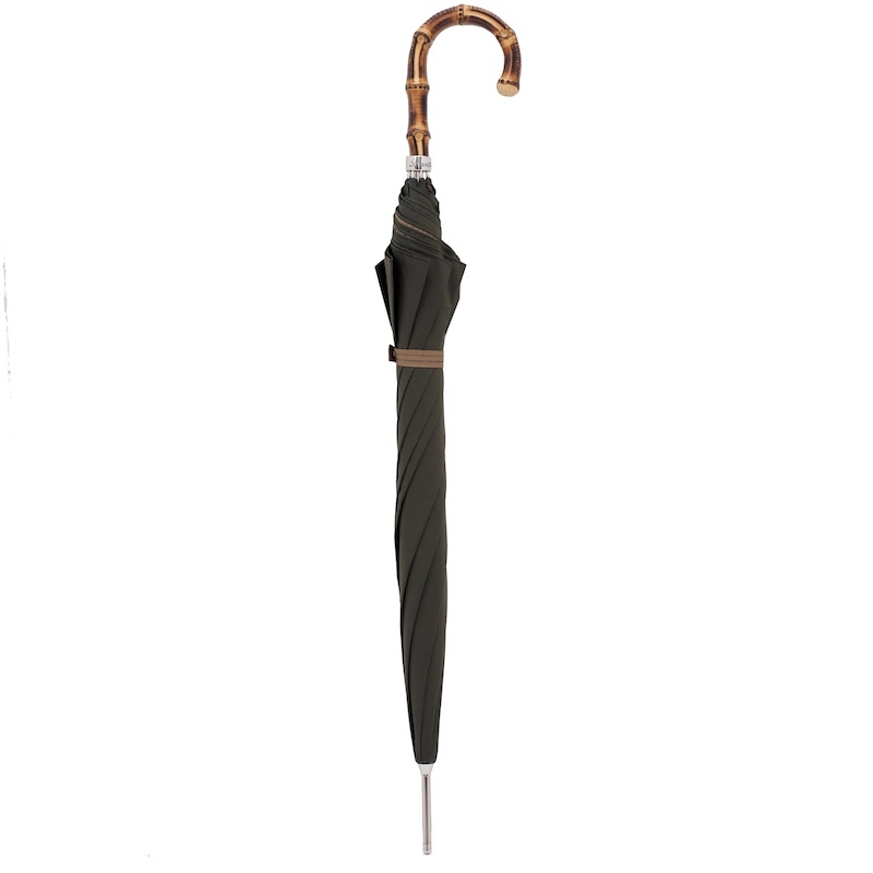 Bicolor Gent Automatic Umbrella with Whangee Handle, Handmade in Italy