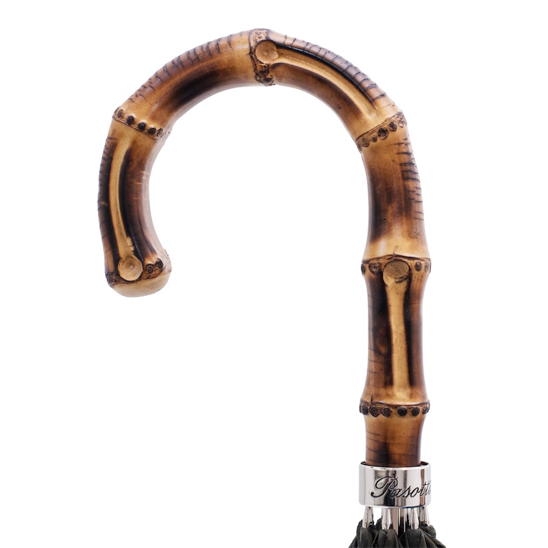 Bicolor Gent Automatic Umbrella with Whangee Handle, Handmade in Italy