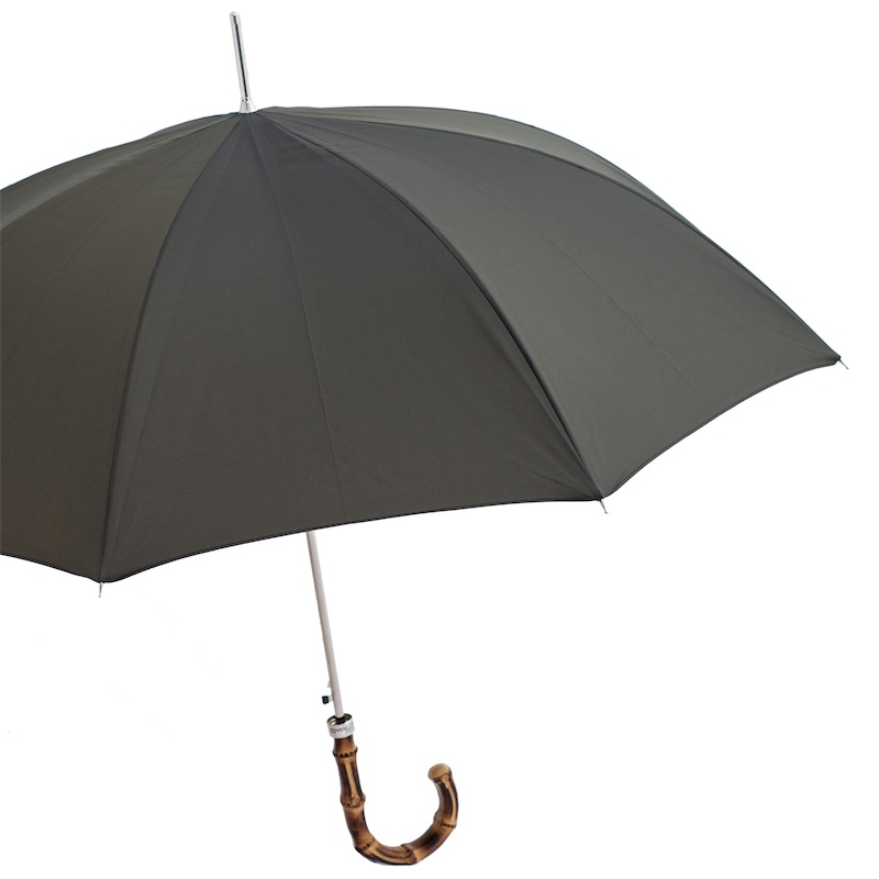 Bicolor Gent Automatic Umbrella with Whangee Handle, Handmade in Italy
