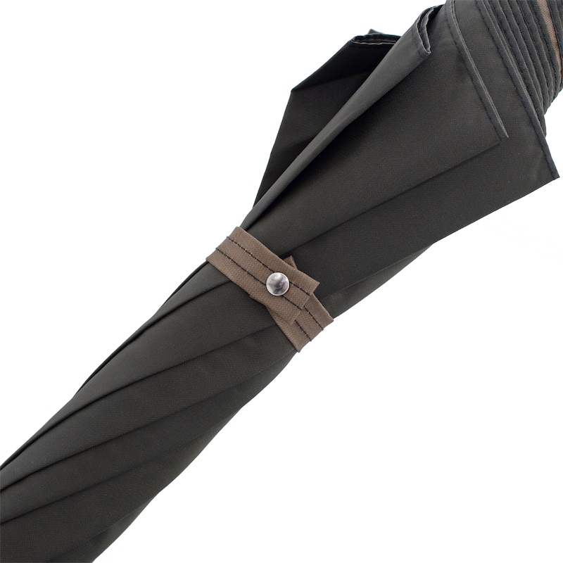 Bicolor Gent Automatic Umbrella with Whangee Handle, Handmade in Italy