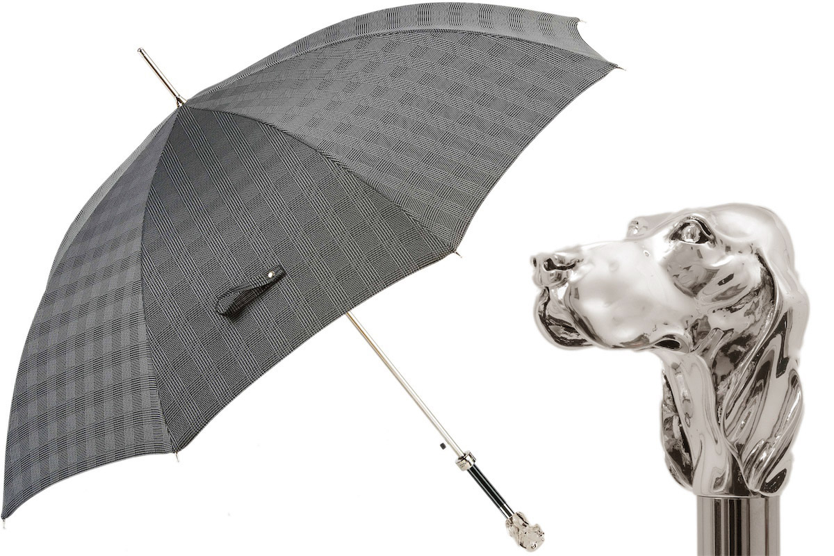 Luxury Dog Umbrella with Silver Handle – Handmade Italian Design
