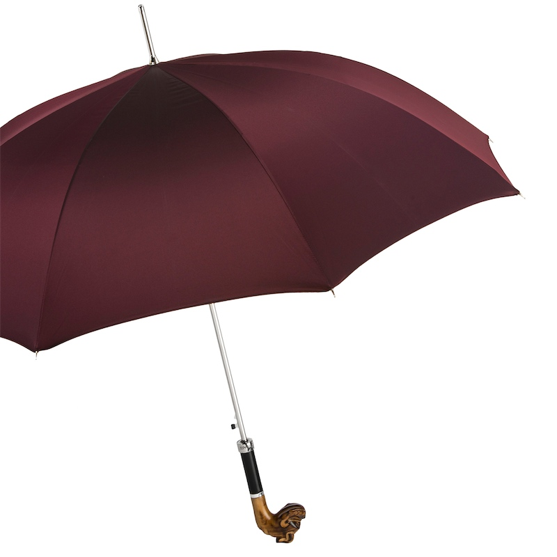 Hand Carved Bulldog Umbrella with Wooden Handle – Handmade in Italy