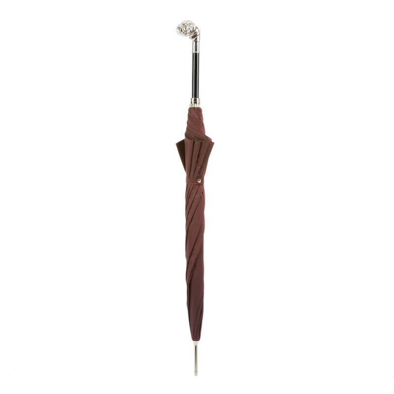 Silver Bulldog Umbrella with Metal Handle – Handmade in Italy