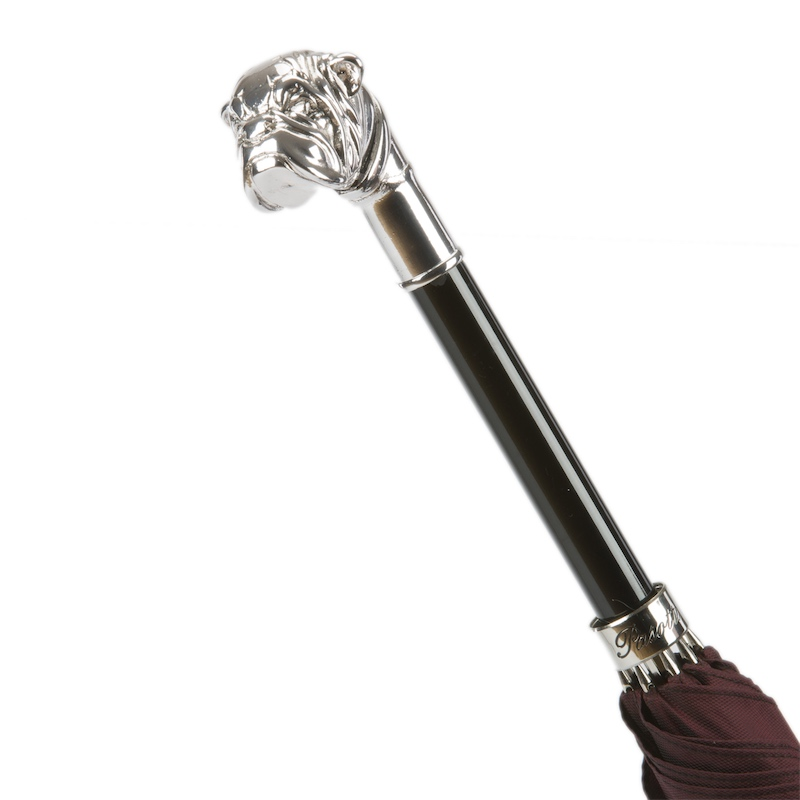 Silver Bulldog Umbrella with Metal Handle – Handmade in Italy
