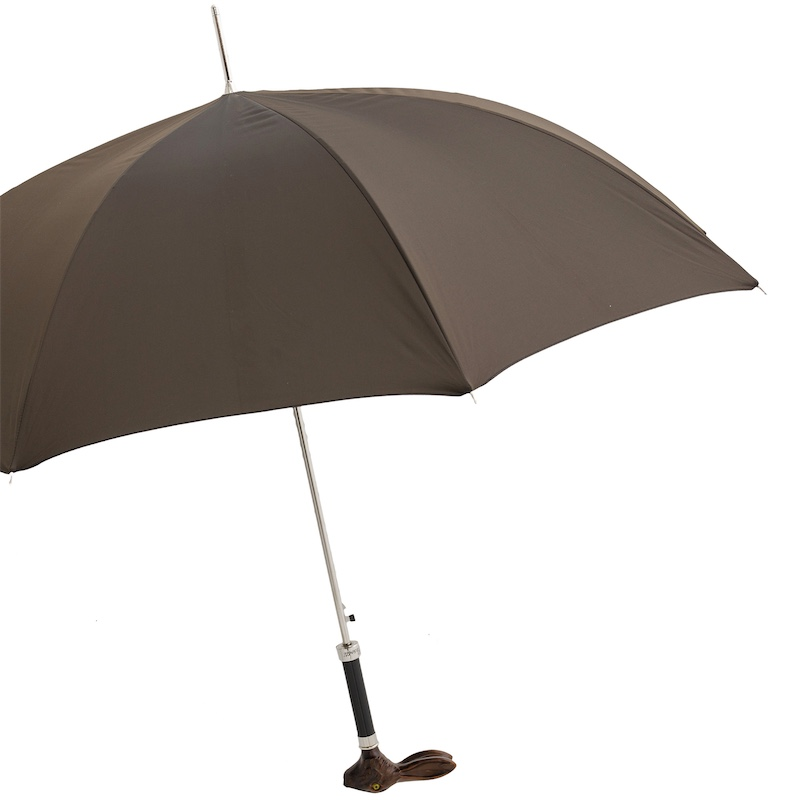 Brown Umbrella with Rabbit Handle – Luxury Italian Automatic Umbrella