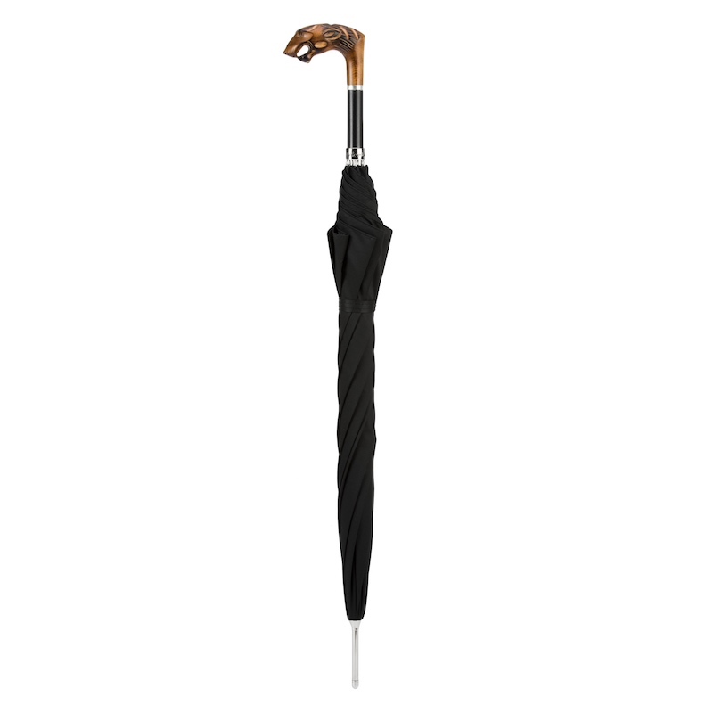 Tiger Umbrella with Wooden Handle – Italian Luxury Accessory