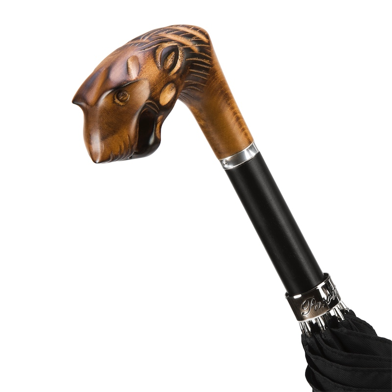 Tiger Umbrella with Wooden Handle – Italian Luxury Accessory