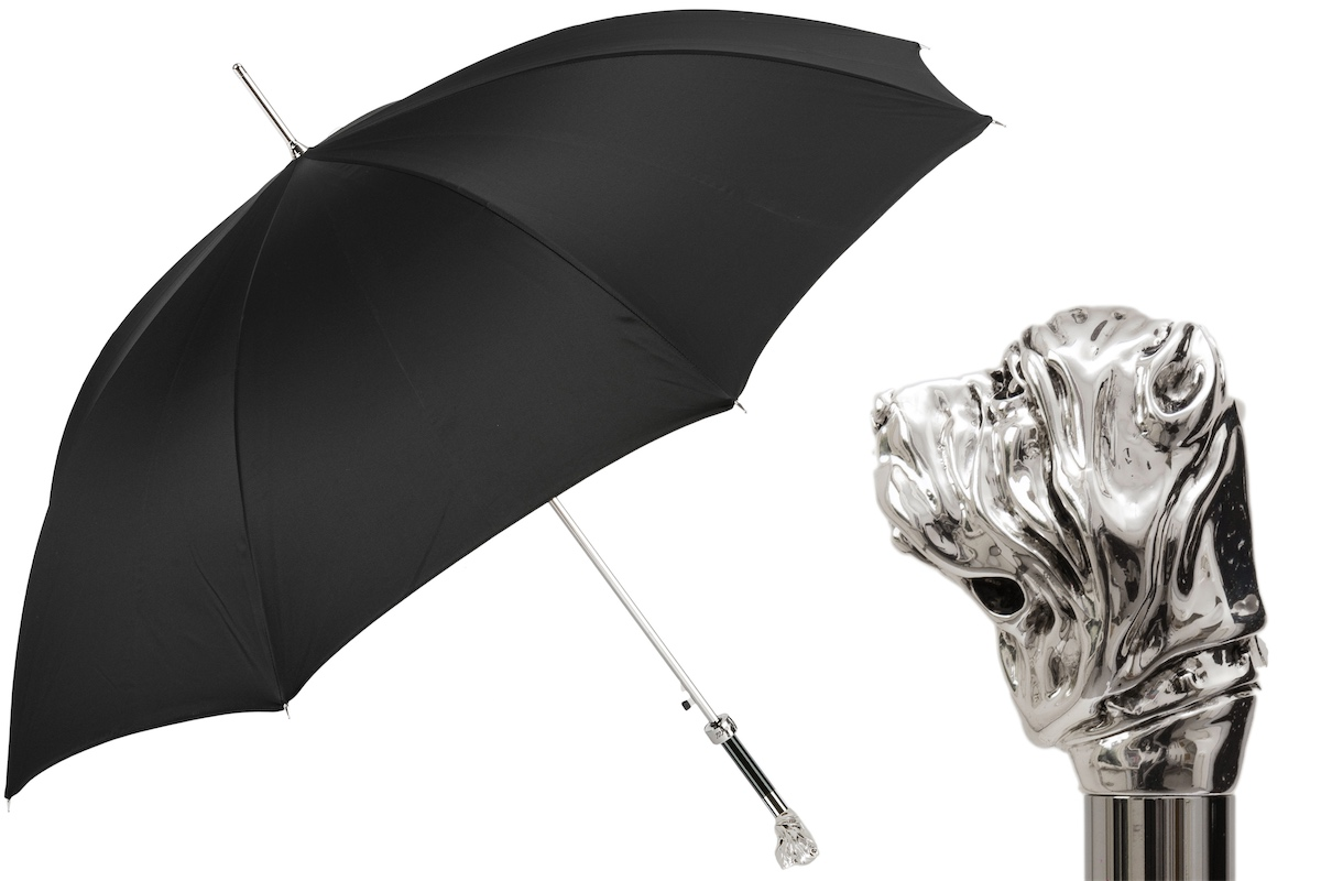 Silver Mastiff Umbrella with Silver Plated Handle – Handmade Italian Luxury