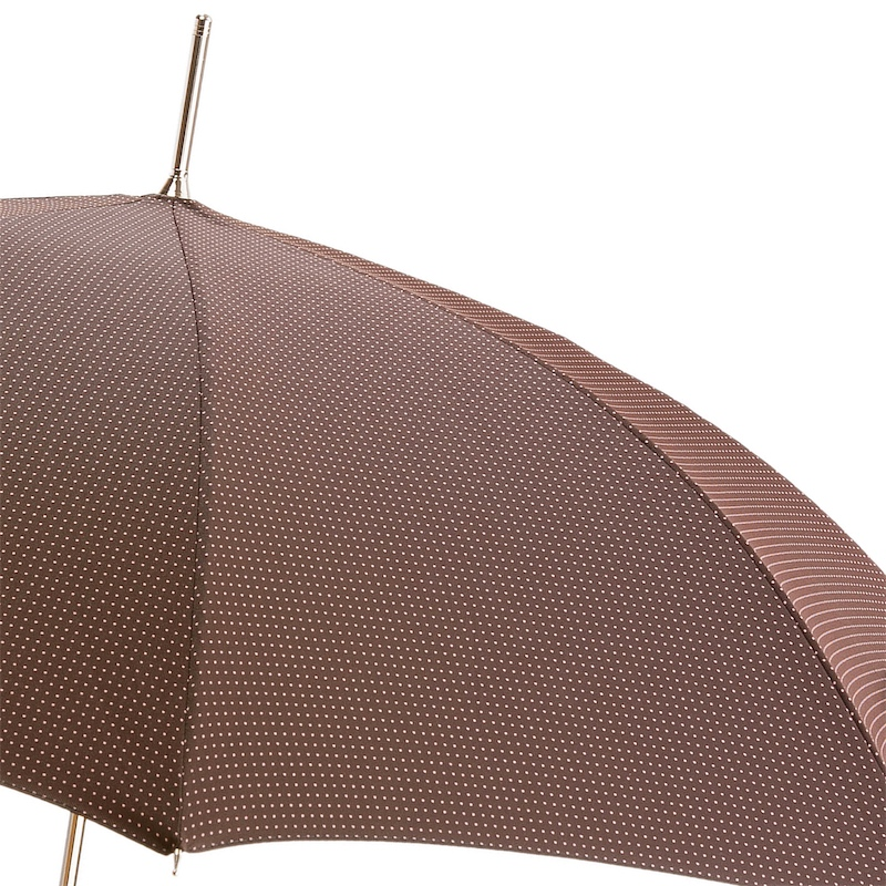 Gentleman Umbrella with Brown Leather Handle, Handmade in Italy
